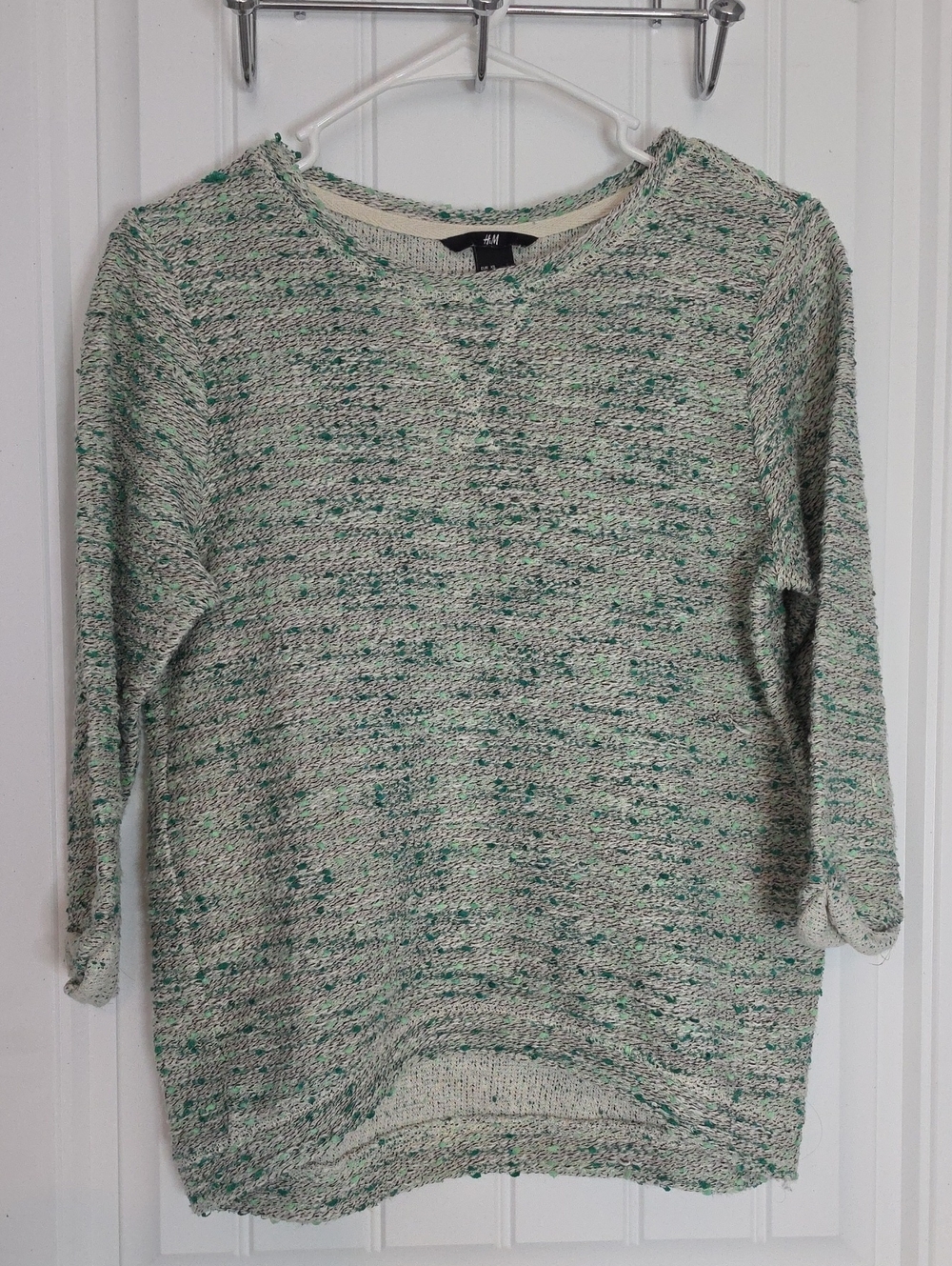 H&M Tweed Sweater with Green Flecks